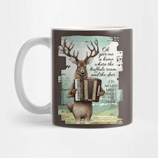 Weird deer playing accordion American west hunting buffalo Mug